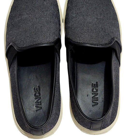 Vince Preston Black Textured Leather Trim Slip On Sneakers US 5 EU 35 - Picture 5 of 11